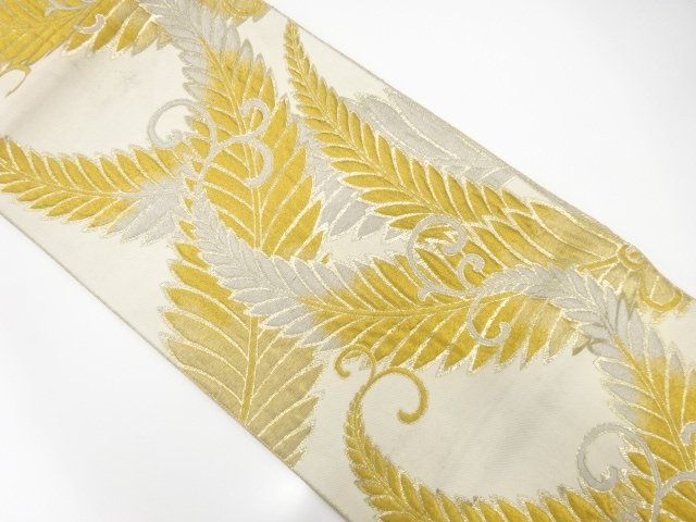 JAPANESE KIMONO / ANTIQUE ARABESQUE PATTERN WOVEN FUKURO OBI (MATERIAL
